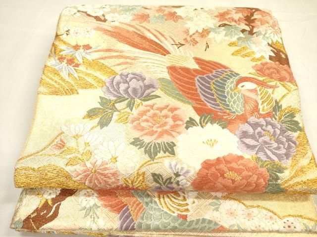 平和屋着物◎佐賀錦 六通柄袋帯 唐織 桃山花鳥文 金糸 正絹 逸品