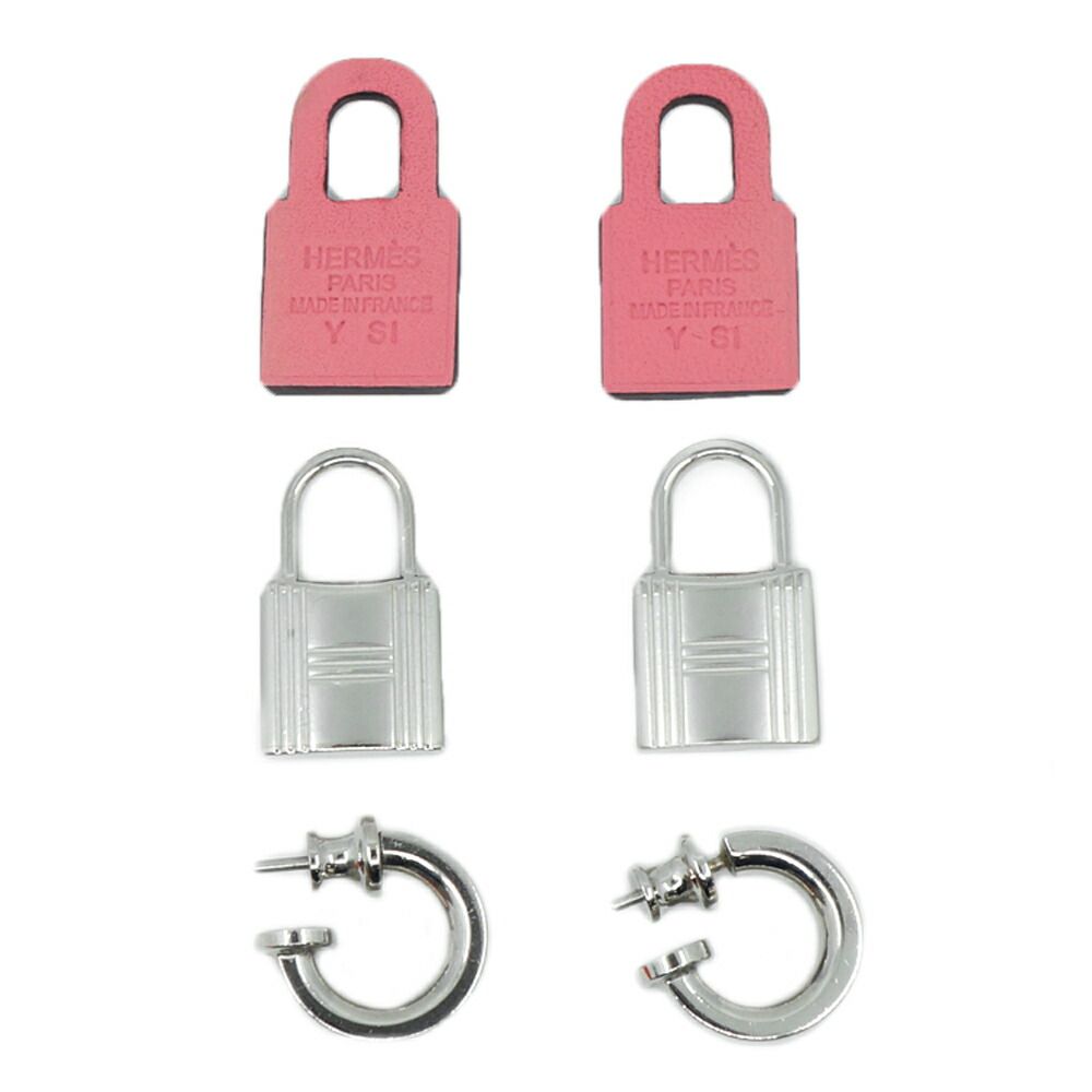 栄】エルメス カデナ オーケリー シルバー金具 ピンク ピアス Y刻印