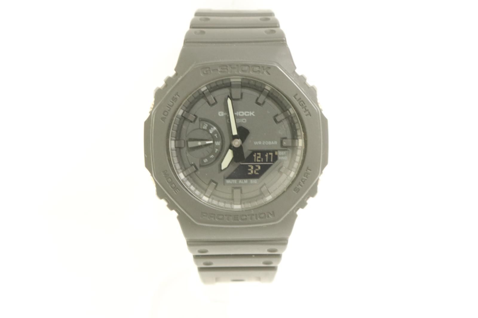 CASIO メンズ腕時計 -- G-SHOCK 黒 ブラック ロゴ GA-2100-1 AJF