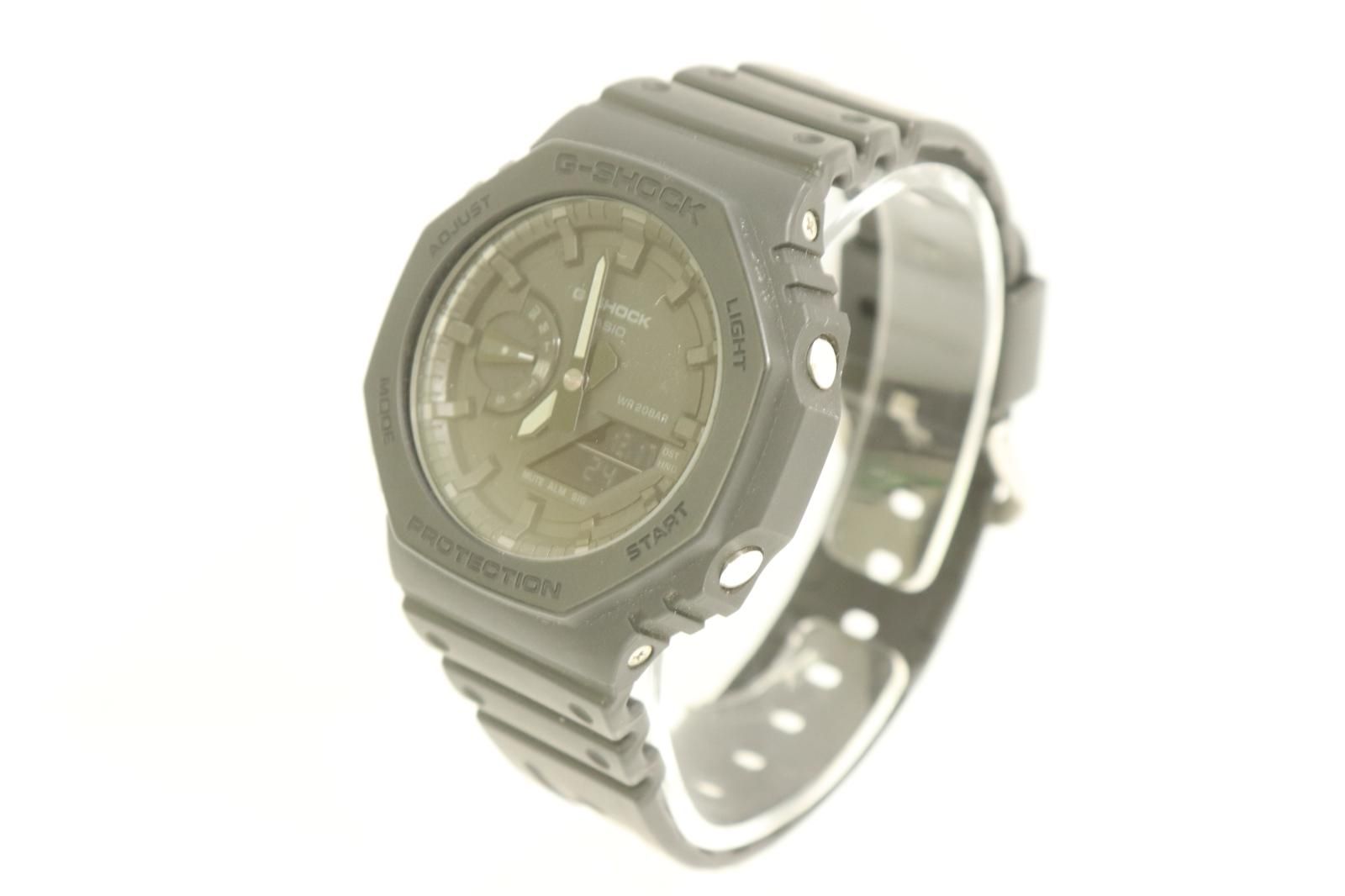 CASIO メンズ腕時計 -- G-SHOCK 黒 ブラック ロゴ GA-2100-1 AJF