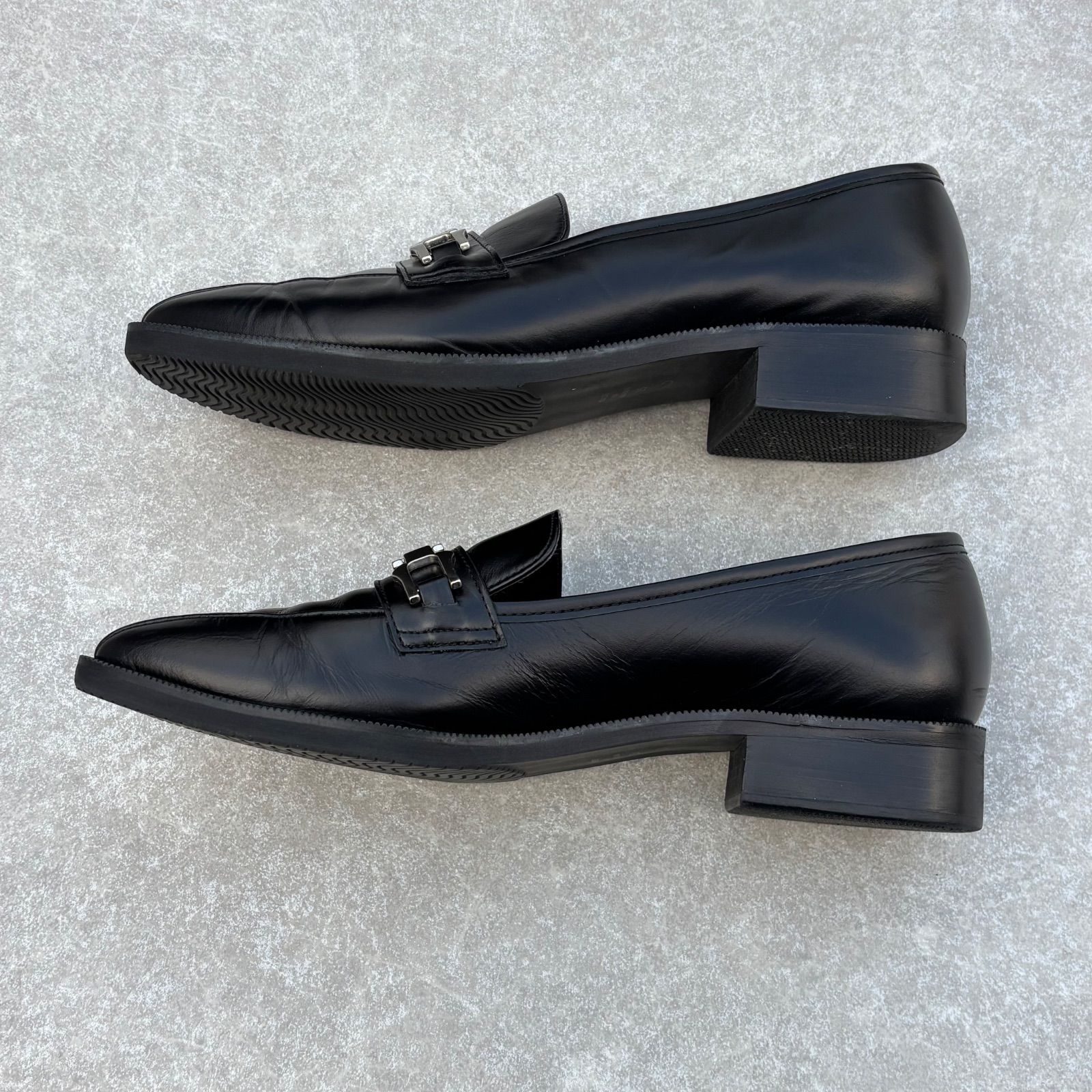 DIANA スクエアビット 金具 ローファー 本革 ブラック 25cm ダイアナ