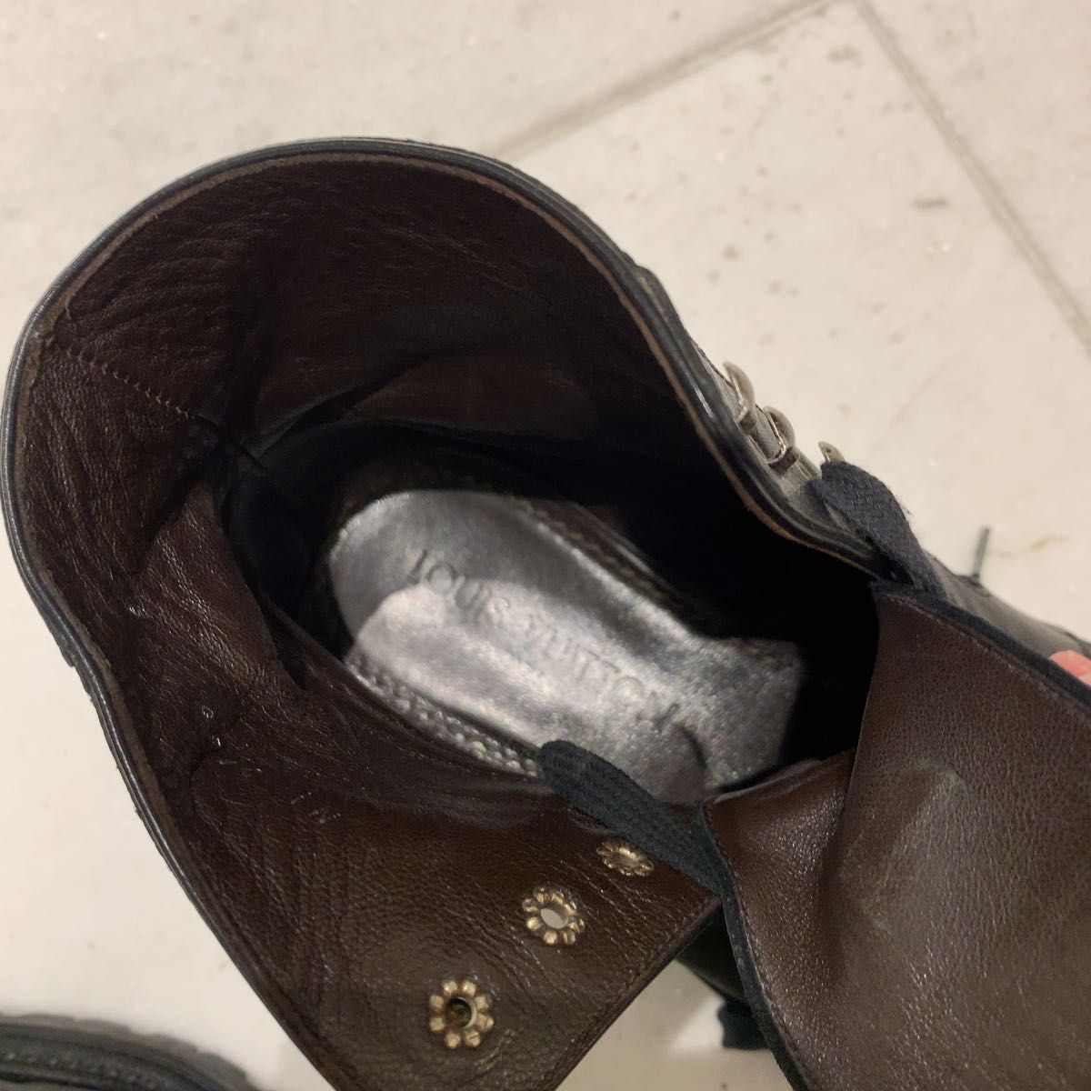  LOUIS VUITTON ミドルカット ブーツ レザー ブラック 約25.5〜26.0 cm シューズ ロングブーツ ブーツ