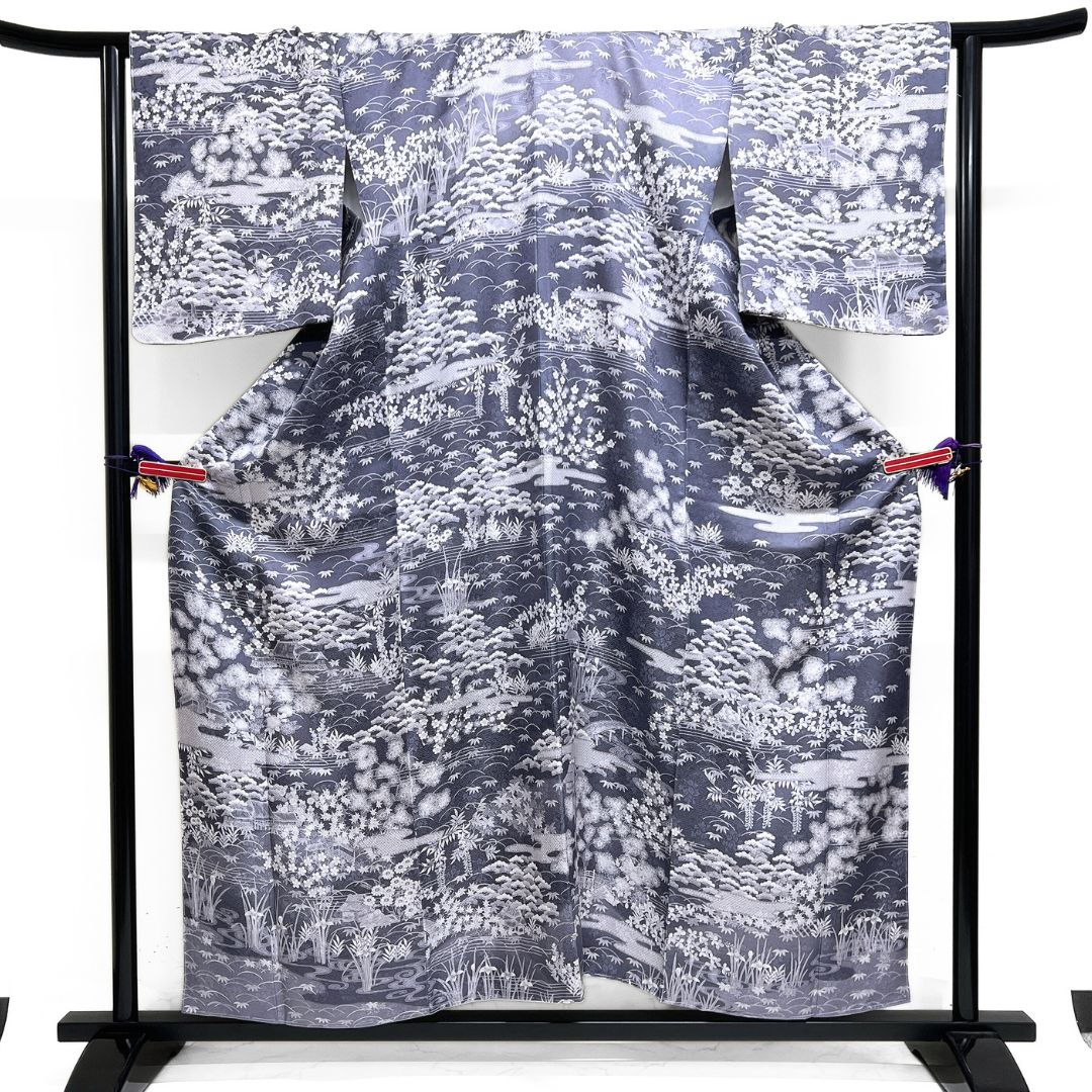 未着用 訪問着 御所解 松竹梅 桜 萩 菖蒲 紋無し 着物 122 b d ms