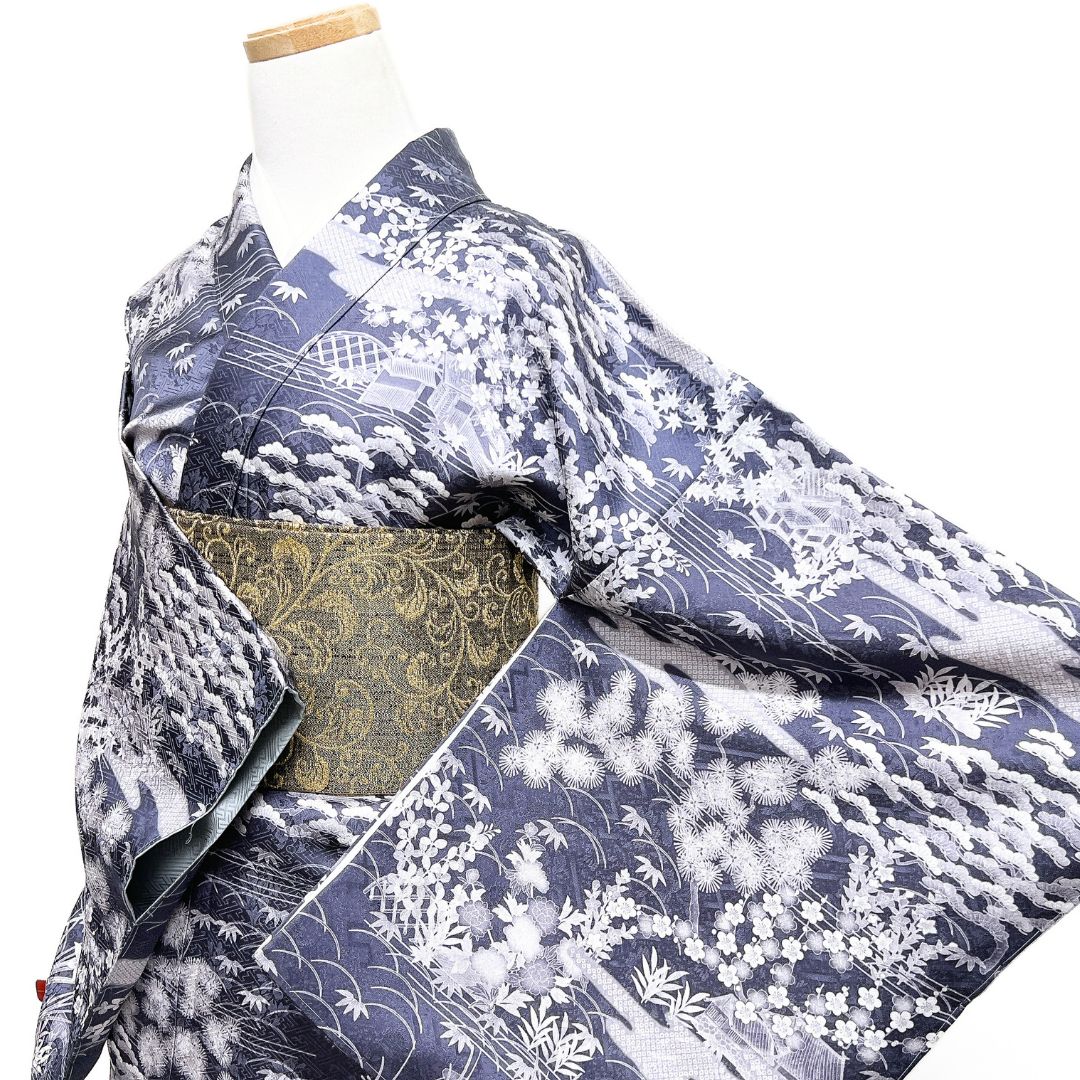 未着用 訪問着 御所解 松竹梅 桜 萩 菖蒲 紋無し 着物 122 b d ms