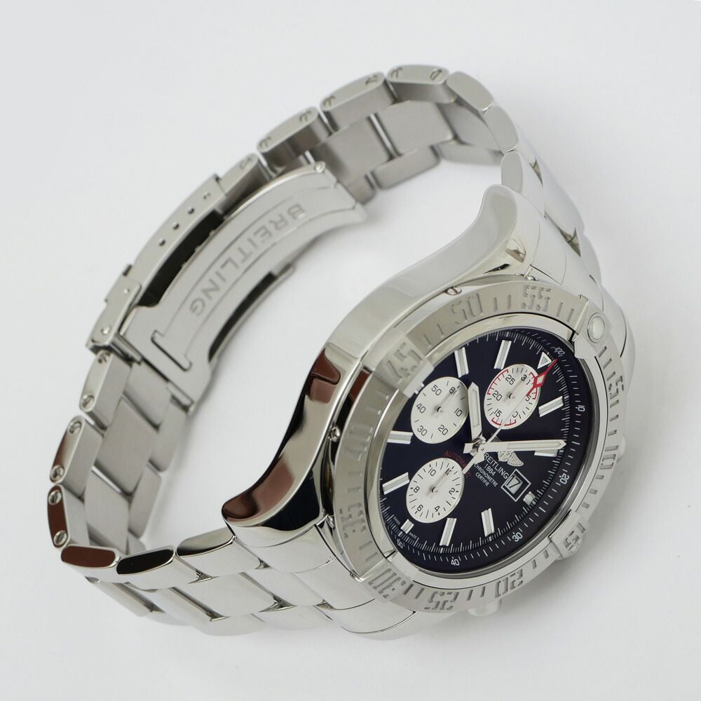 名東 ブライトリング スーパーアベンジャー2 BC 29 ブラック文字盤 SS 自動巻 メンズ 男 腕時計 OH 仕上げ済