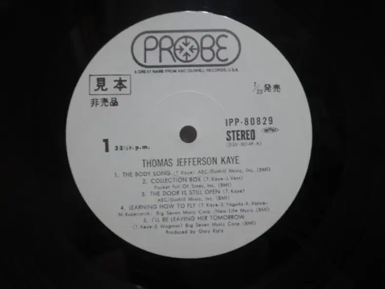日本 PROMO LP Thomas Jefferson Kaye 早い