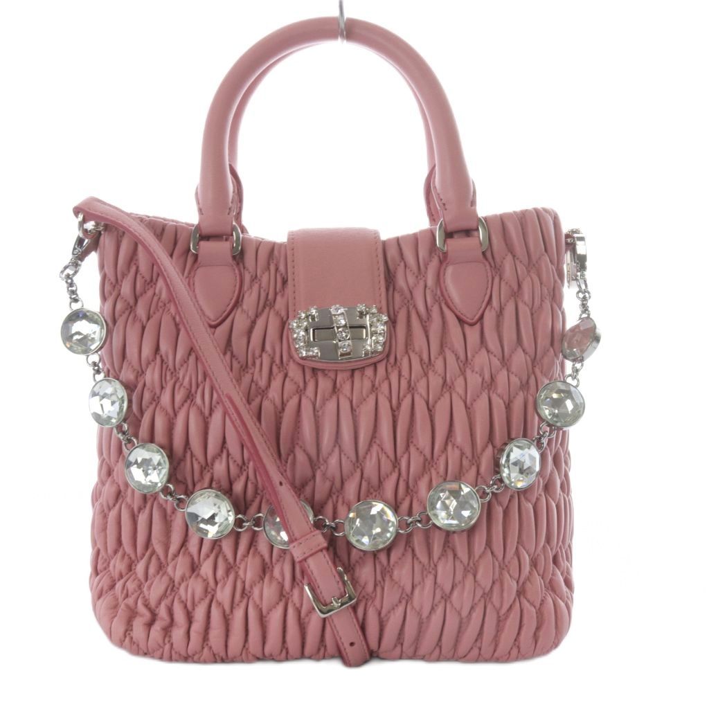 miumiu ナッパクリスタル マテラッセ バッグ ピンク ミュウミュウ