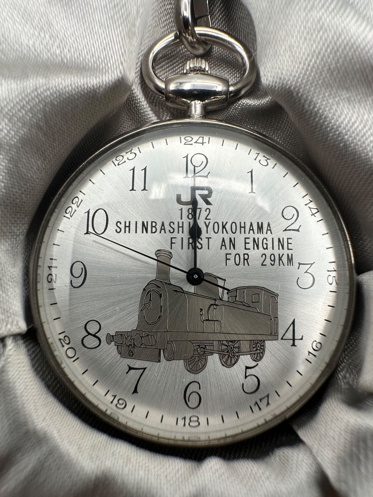 R92-i】懐中時計 鉄道開通125周年記念 SILVER 925 刻印 銀 4999 