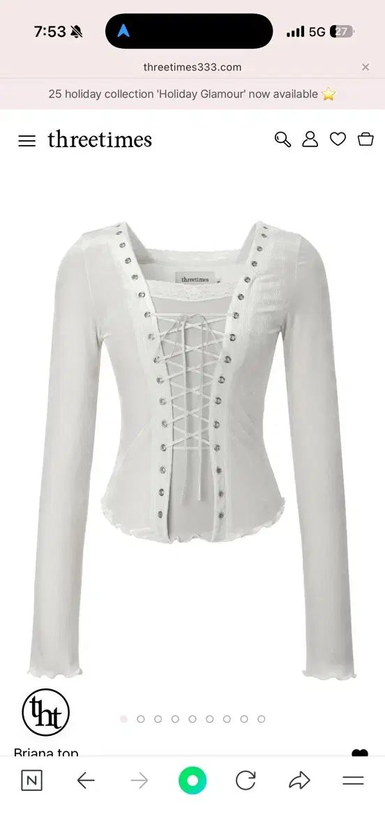 スリータイムズ Briana トップ ライ ghtグレー