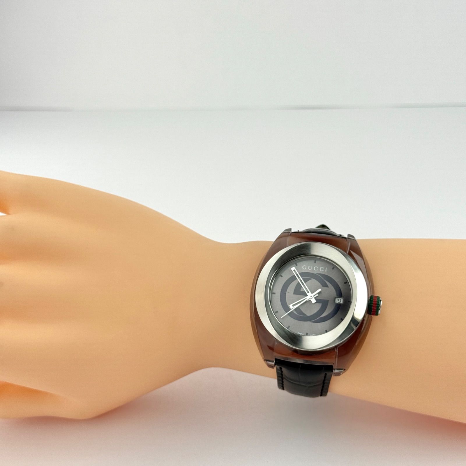 グッチ シンク SYNC 137.1 ブラック ベルト 電池 489