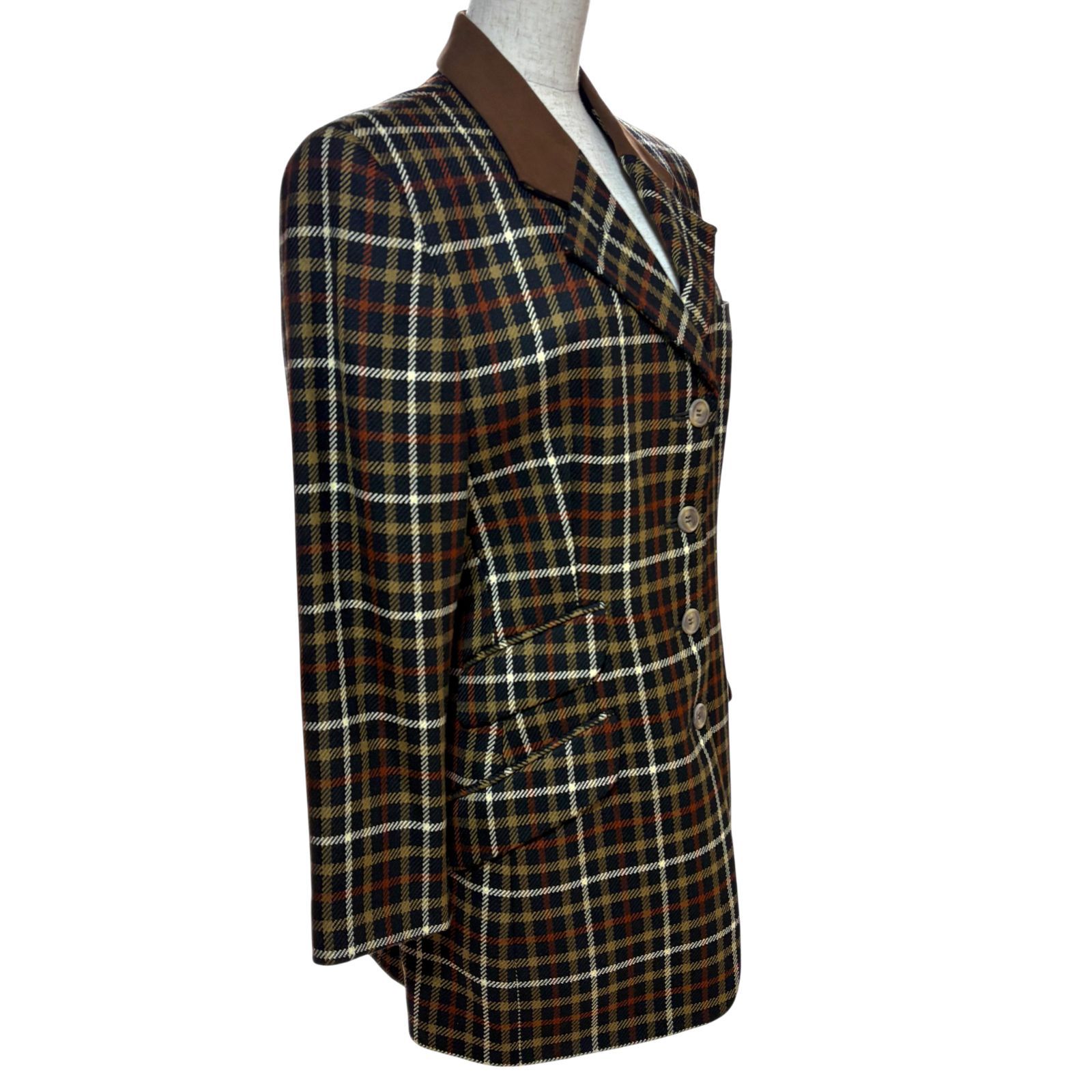 DAKS ダックス ジャケット ウール チェック柄 ブラウン系 テーラード