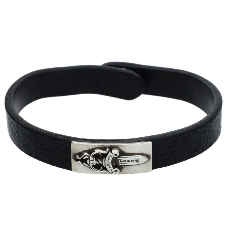 クロムハーツ CUFF PLATE DAGGER レザーブレスレット メンズ 9 5