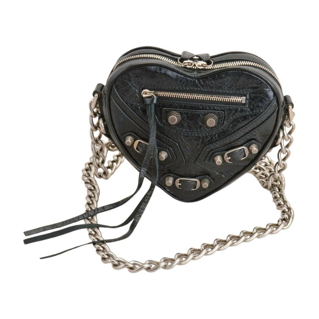 バレンシアガ Le Cagole Heart ルカゴール ハート レザー ミニショルダーバッグ ブラック 722781 レディース F-YA 1185