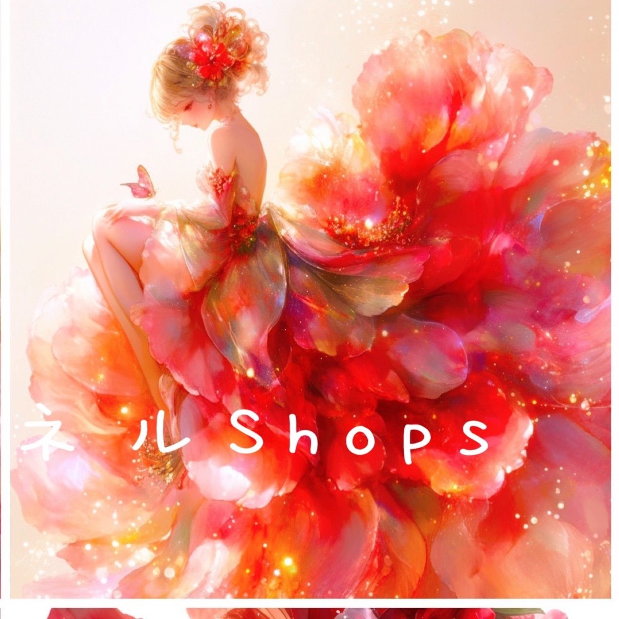 赤いお花のドレス女の子のパネル生地