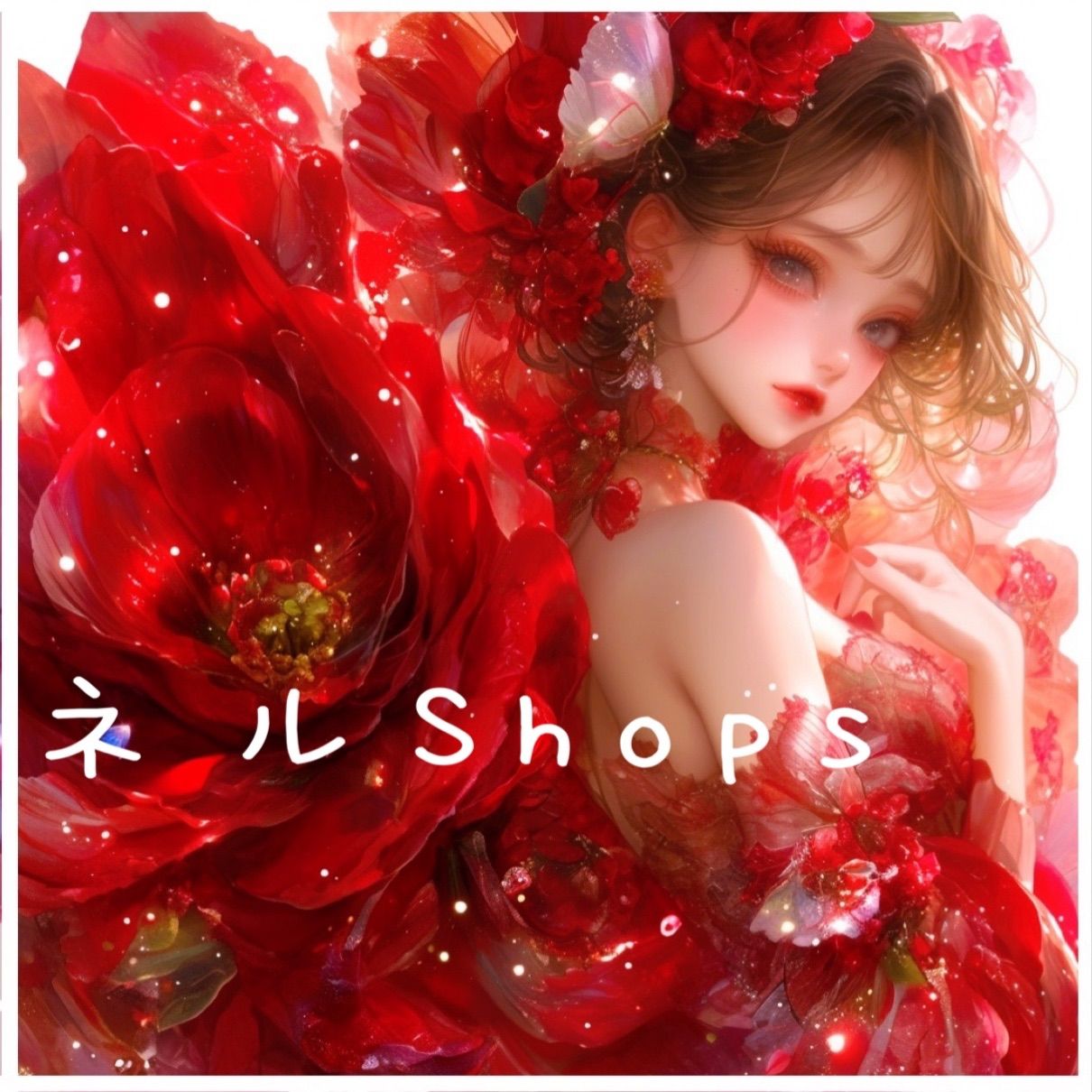  番号６１ 赤いお花のドレス女の子のパネル生地 綿(プリント) 生地