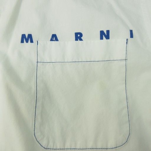 マルニ MARNI 近年 ステッチ シャツ ロゴプリント 長袖 白 ホワイト 14