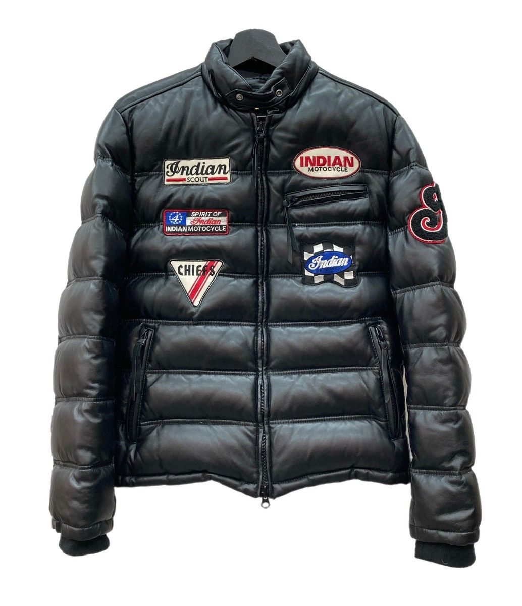 インディアン Indian レザーダウンジャケット モーターサイクル