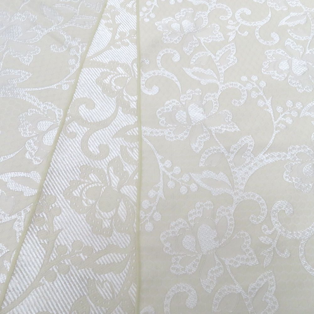 浴衣帯 兵児帯 大人兵児帯 オフホワイト×白 レース調 花 南天 小杉織物 大人用 カジュアル ポリエステル 長さ400 cm