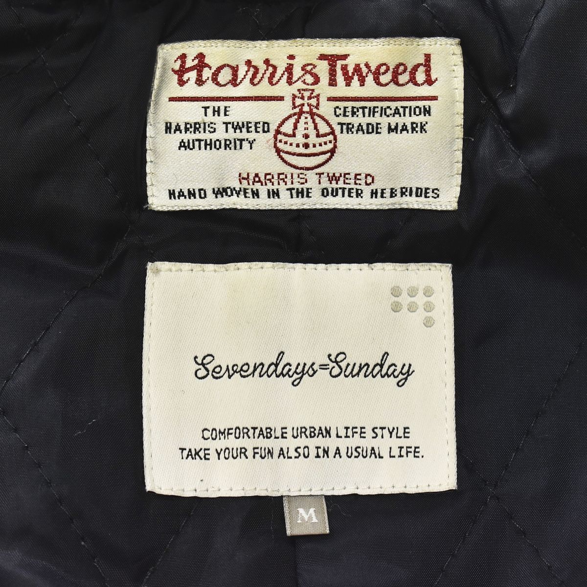 セブンデイズ サンデイ ハリスツイード ヘリンボーン柄 ダッフルコート