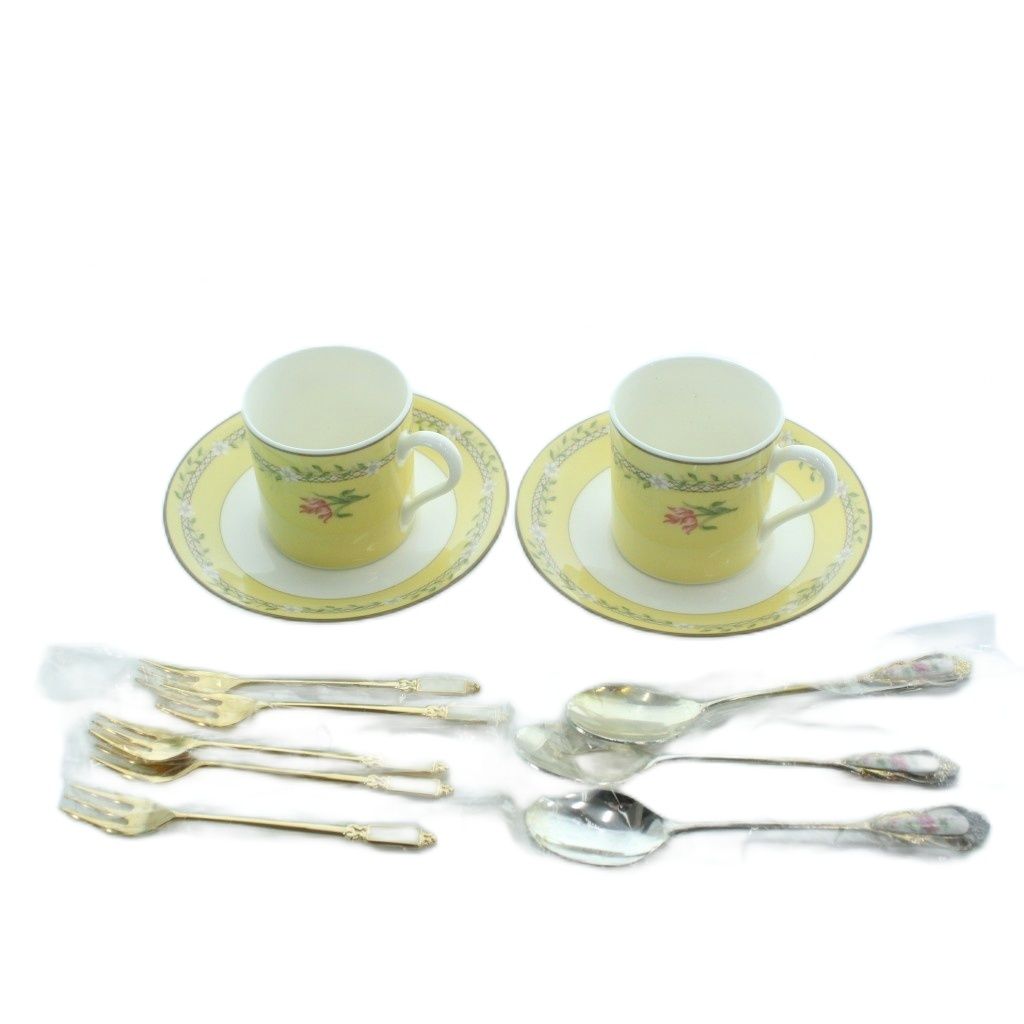 ティファニー TIFFANY - CO. ピンクチューリップ デミタスカップ＆ソーサー カトラリーセット 食器 黄 イエロー 白 ホワイト KW GY 11