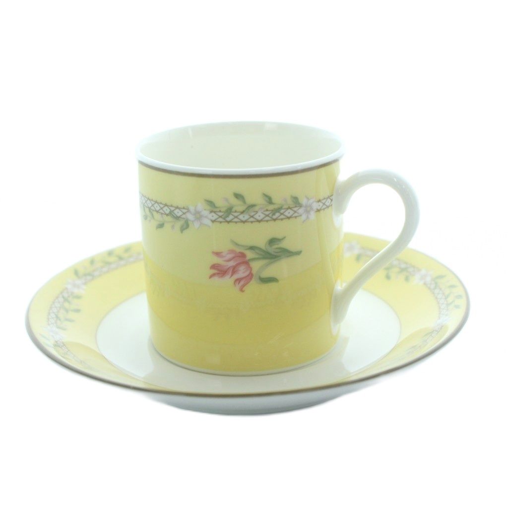 ティファニー TIFFANY CO ピンクチューリップ デミタスカップ＆ソーサー カトラリーセット 食器 黄 イエロー 白 ホワイト KW GY 11