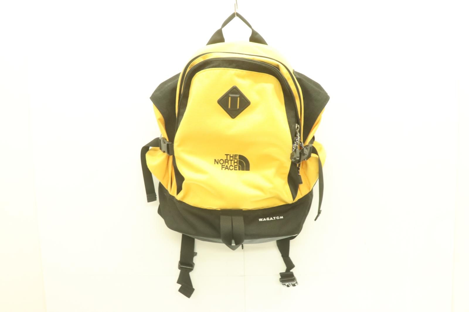 THE NORTH FACE メンズリュック バックパック WASATCH 黒 ブラック 黄 イエロー ロゴ