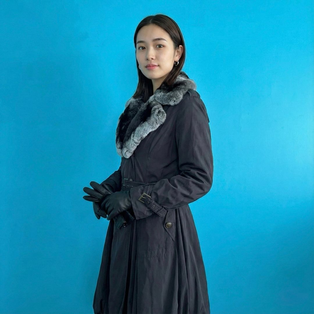 PELLESSIMO ペレシーモ レッキスファー コート M ブラック バルーン