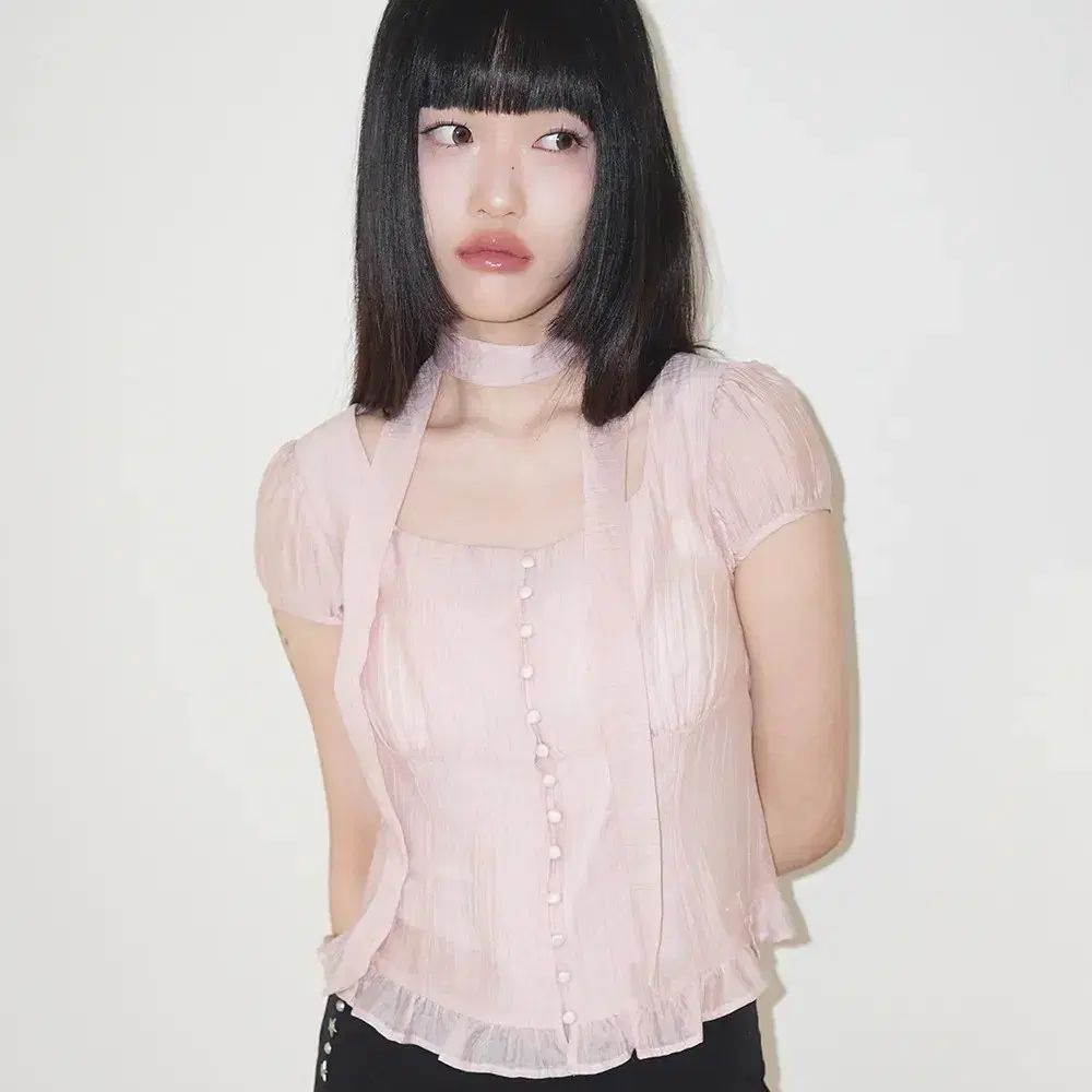 新 商品 イッリカッフェ シャーリング ブラウス ピンク