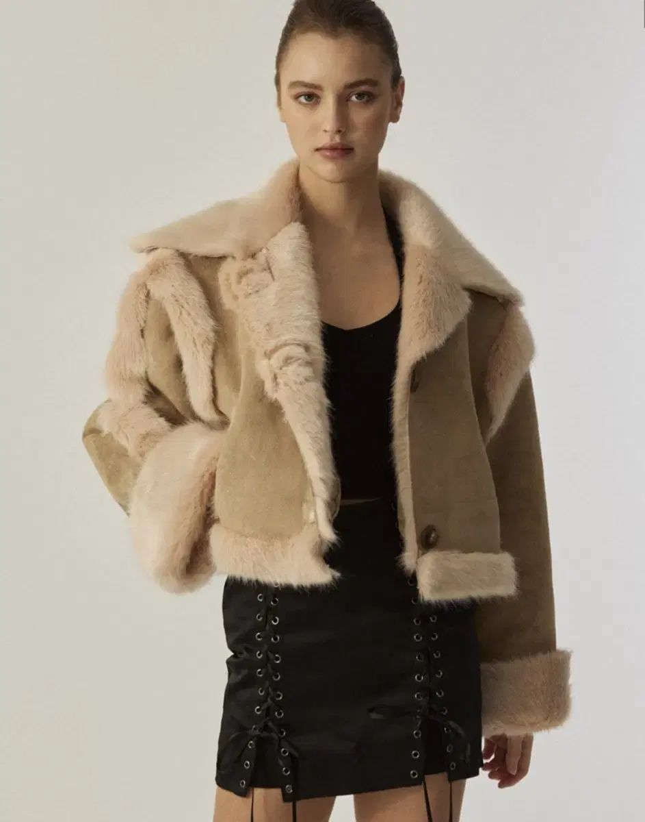 スリータイムズ 21 fw バニー ファー ムートン コート bunny fur coat