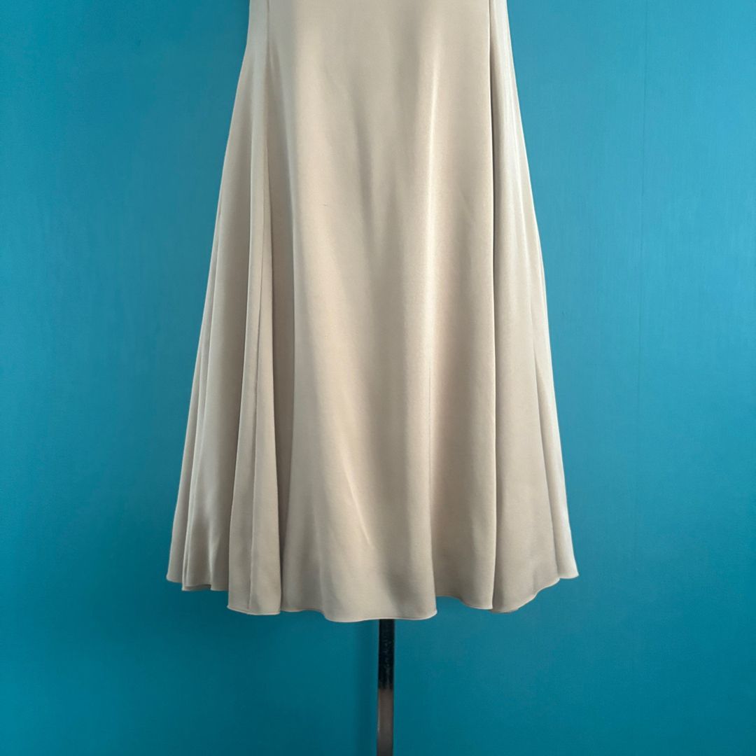 1133 フォクシー 絹 シルク フレアワンピース ロゴプレート ベージュ