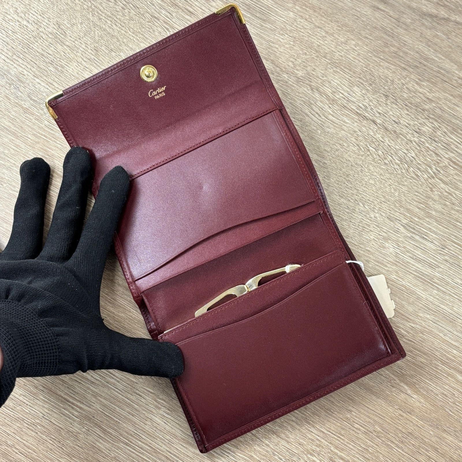 未使用 Cartier カルティエ マストライン 小銭入れ がま口 三つ折り