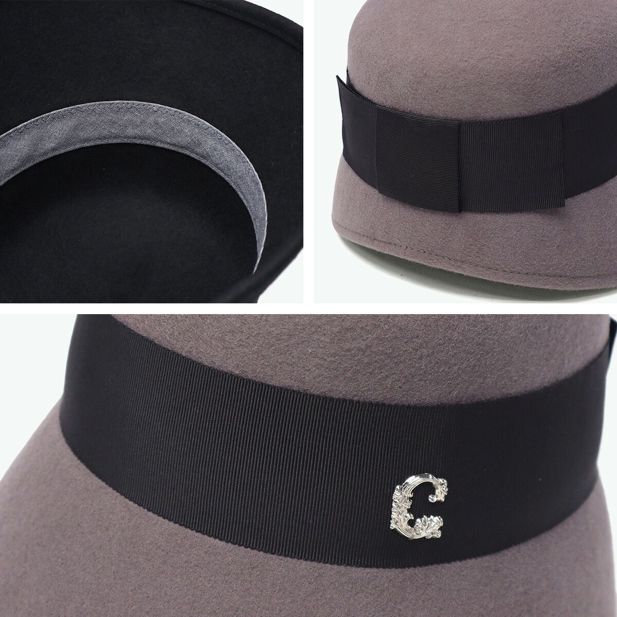 新品　CA4LA カシラ　クロッシェ　黒のウールフェルトハット CA4LA ハット レディース 秋冬 秋 冬 カシラ 帽子 深め おしゃれ