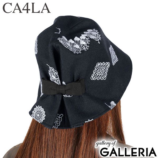 CA 4 LA ハット レディース 秋冬 秋 冬 カシラ 帽子 チューリップハット おしゃれ ブランド かわいい レース モチーフ すずらん 花 刺繍 リボン ゴム フィット LILY OF THE VALLEY