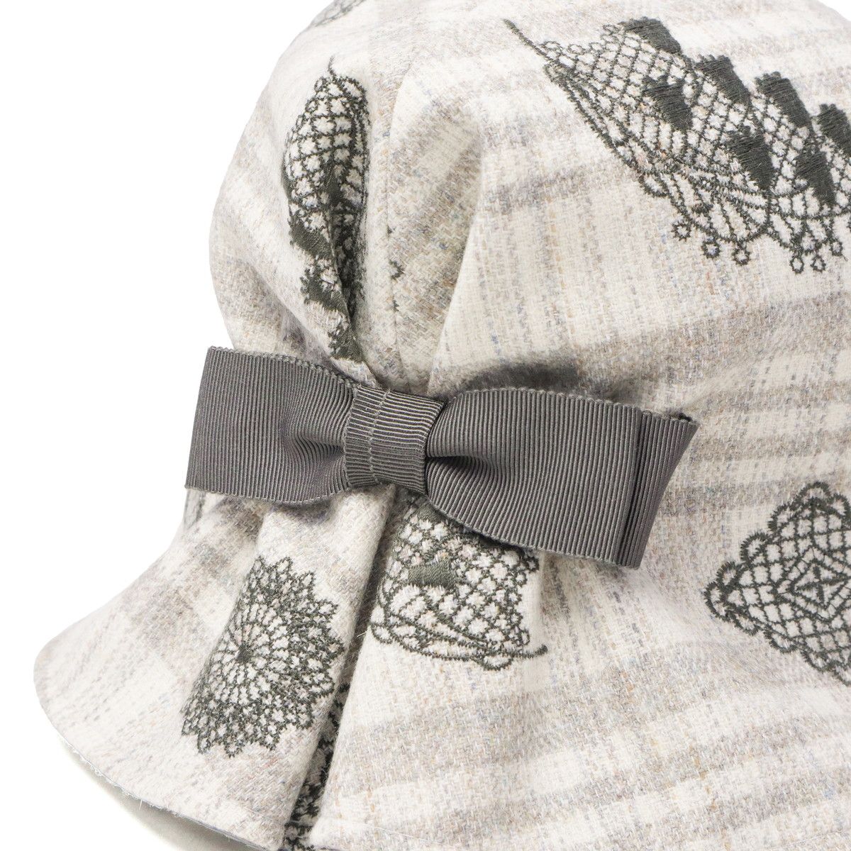  CA 4 LA ハット レディース 秋冬 秋 冬 カシラ 帽子 チューリップハット おしゃれ ブランド かわいい レース モチーフ すずらん 花 刺繍 リボン ゴム フィット LILY OF THE VALLEY ウールハット フェルトハット ハット