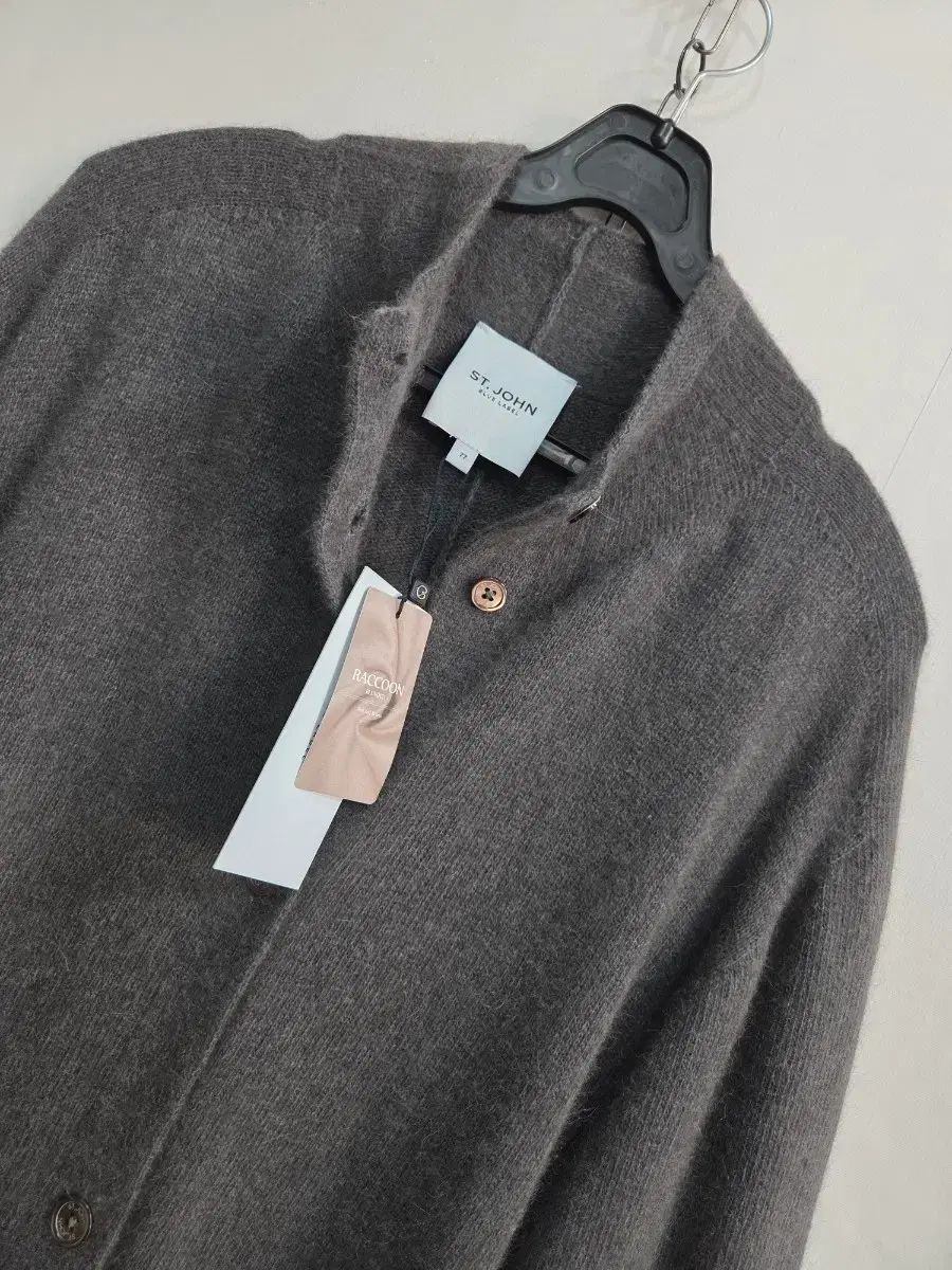 ST JOHNウール-アライグマ ロング カーディガン L 77