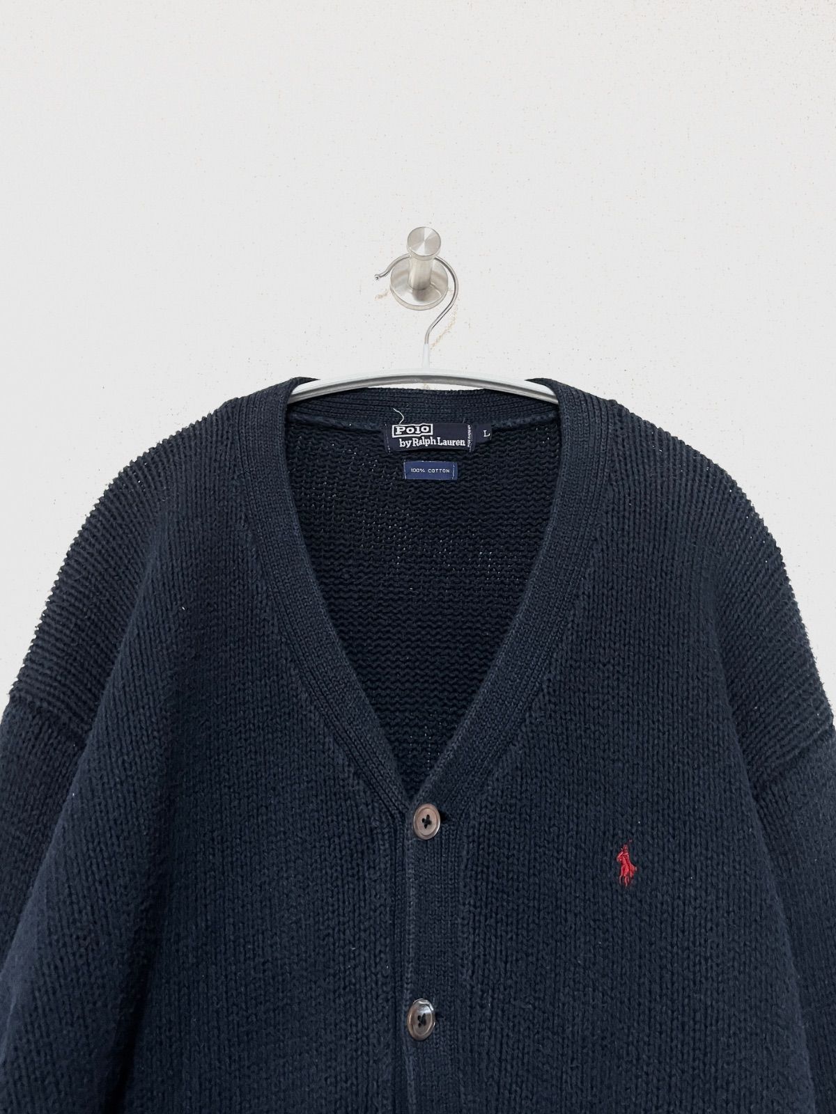 Polo RALPH LAUREN】90s コットンニットカーディガン L ポロラルフ