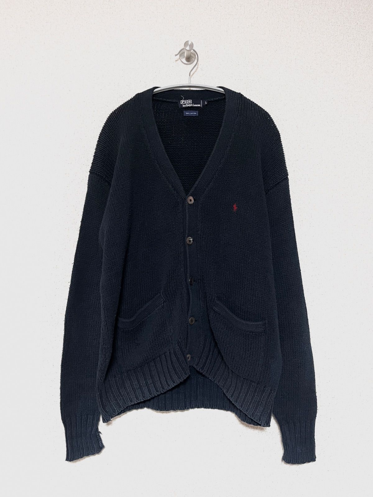 Polo RALPH LAUREN】90s コットンニットカーディガン L ポロラルフ