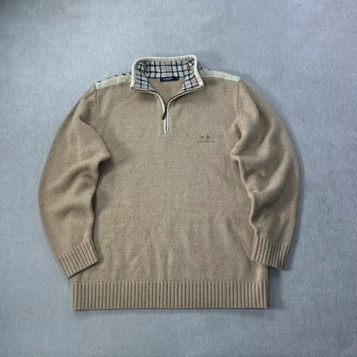 ビンテージ　BURBERRY　ハーフジップ　ニット　ドライバーズ　ノバチェック ビンテージ BURBERRY ハーフジップ ニット ドライバーズ ノバチェック