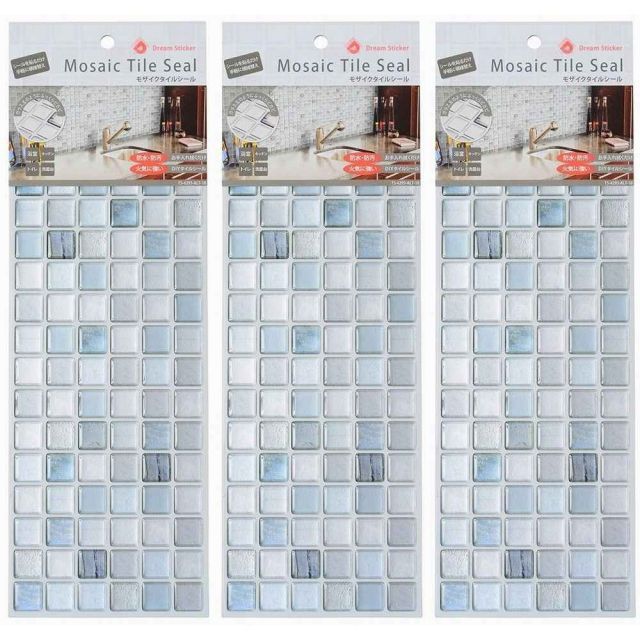 マスターリンクス - タイルシール - ＡＬＴ−１８ - モノクロライト - ＭＯＮＯ - ＣＨＲＯＭＥ - ＬＩＧＨＴ - ３７６ｍｍ×１３４ｍｍ×１ｍｍ 3個セット