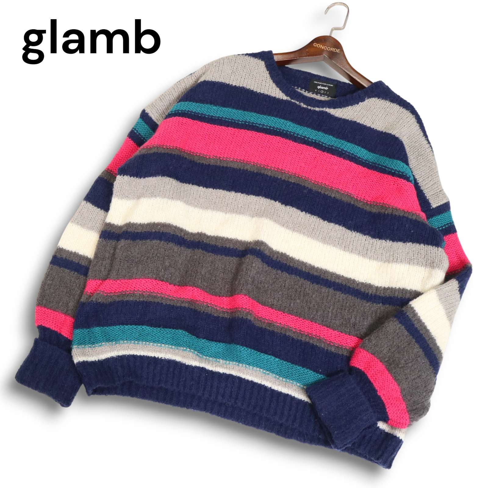 glamb グラム 【creed border knit】 秋冬 ビッグシルエット 