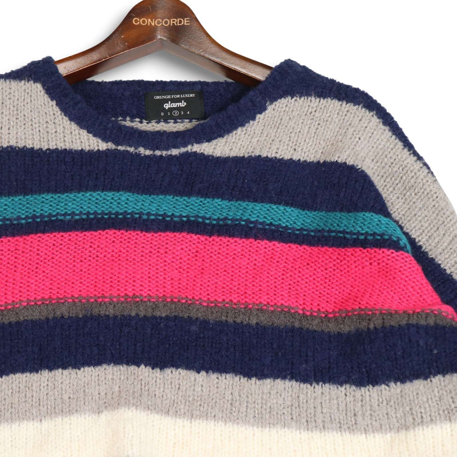 glamb グラム 【creed border knit】 秋冬 ビッグシルエット 