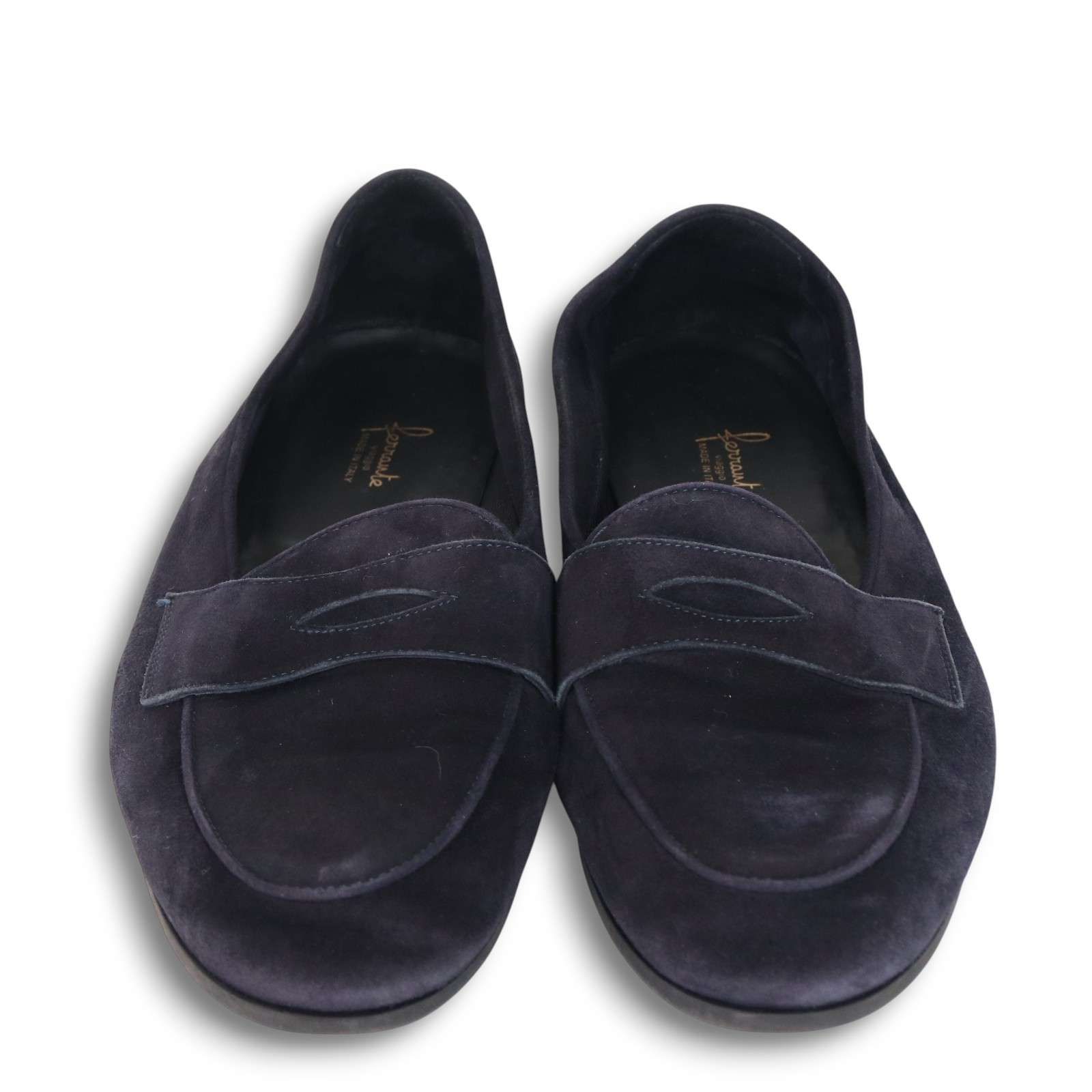 イタリア製 ferrante フェランテ 秋冬 スウェード レザー ローファー スリッポン シューズ Sz.41 メンズ 紺