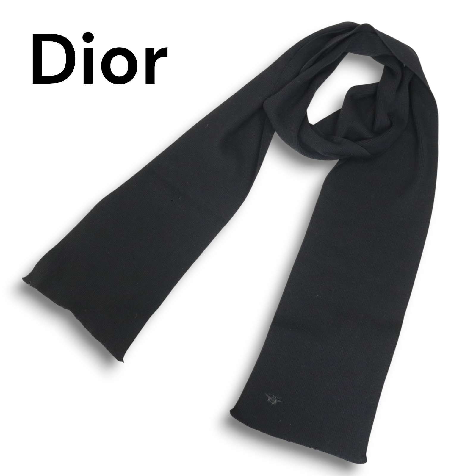 ディオールオム リブ編み マフラー Bee刺繍 08aw DIOR HOMME ディオール オム 8H3490180057 秋冬 Bee刺繍☆ ウール