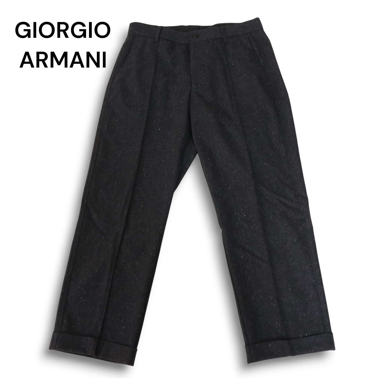 GIORGIO ARMANI ジョルジオ アルマーニ 秋冬 ネップ ウール スラックス ドレス パンツ Sz.46 メンズ イタリア製