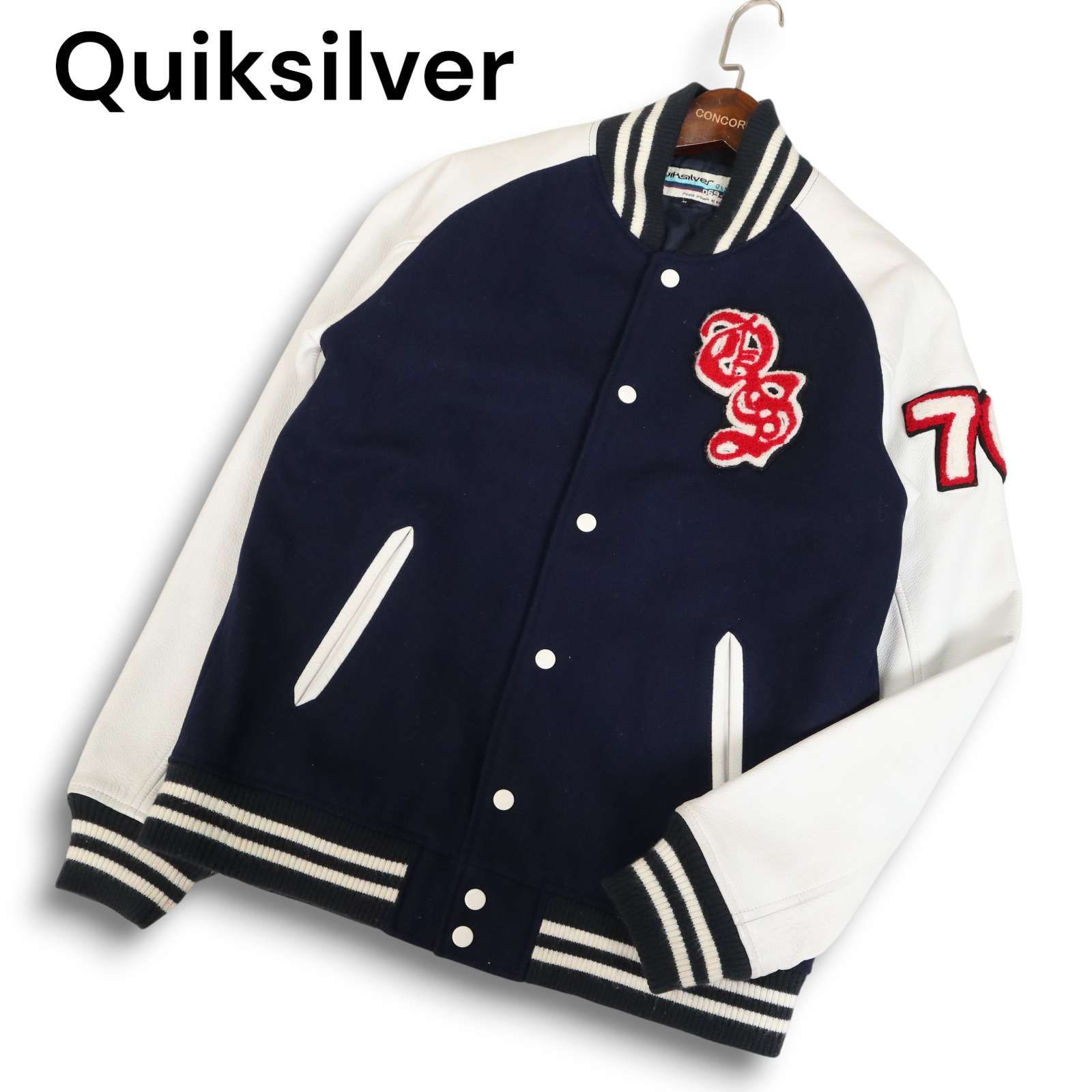 Y2K 00s☆ Quiksilver クイックシルバー 秋冬 袖革☆ 牛革 レザー 