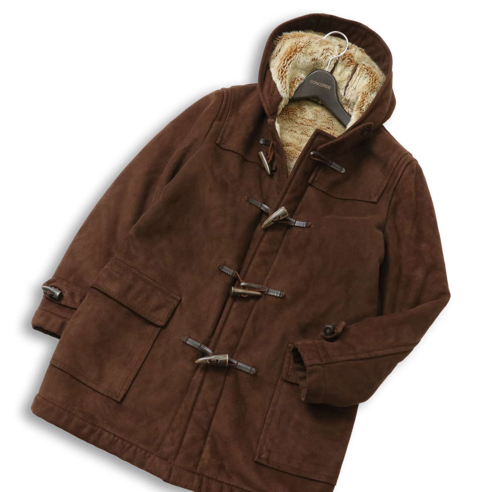 SHIPS JET BLUE シップス 秋冬 ボア フェイク ムートン ダッフル コート フード ミドル丈 Sz.M メンズ