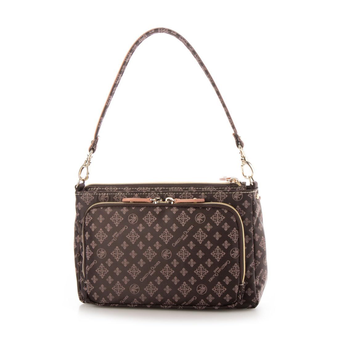 クリスチャンオリビエ 2 Wayショルダーバッグ 7875 お財布機能付き 撥水 ジャガード織 ショコラ