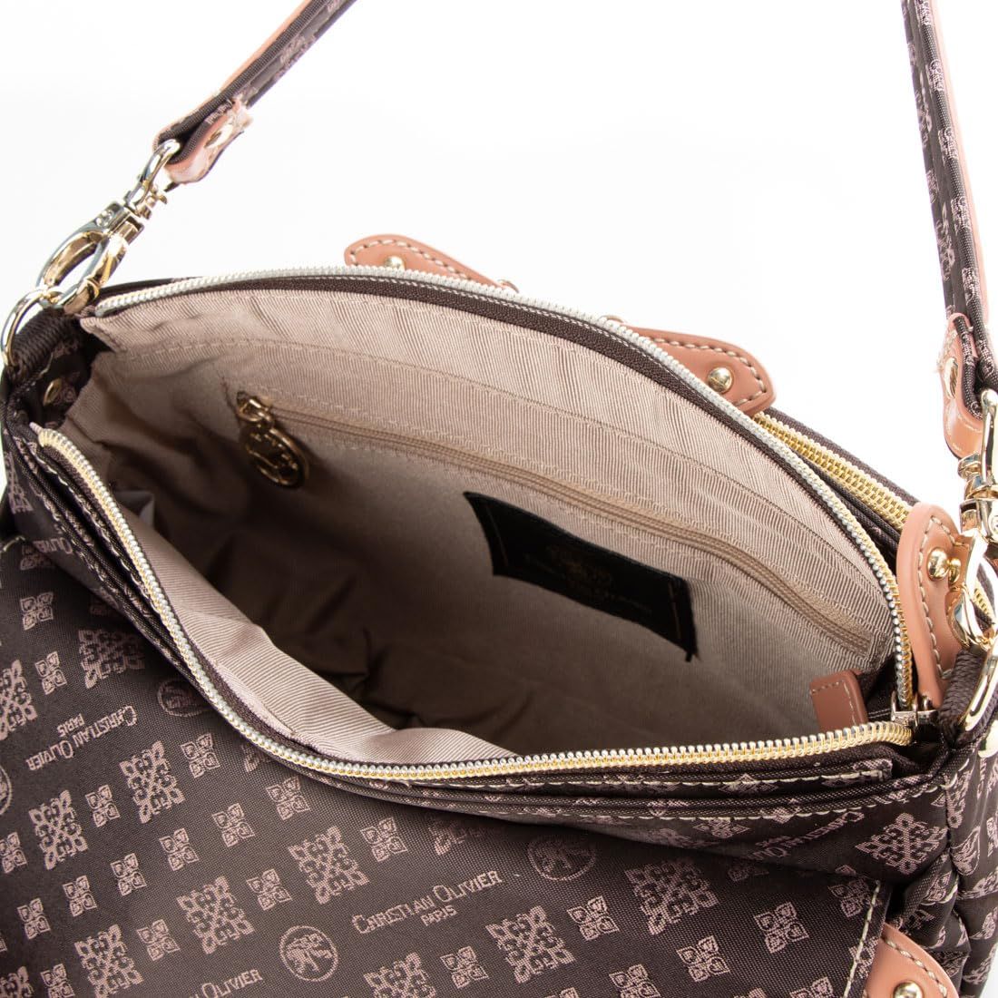  クリスチャンオリビエ 2 Wayショルダーバッグ 7875 お財布機能付き 撥水 ジャガード織 ショコラ その他 靴