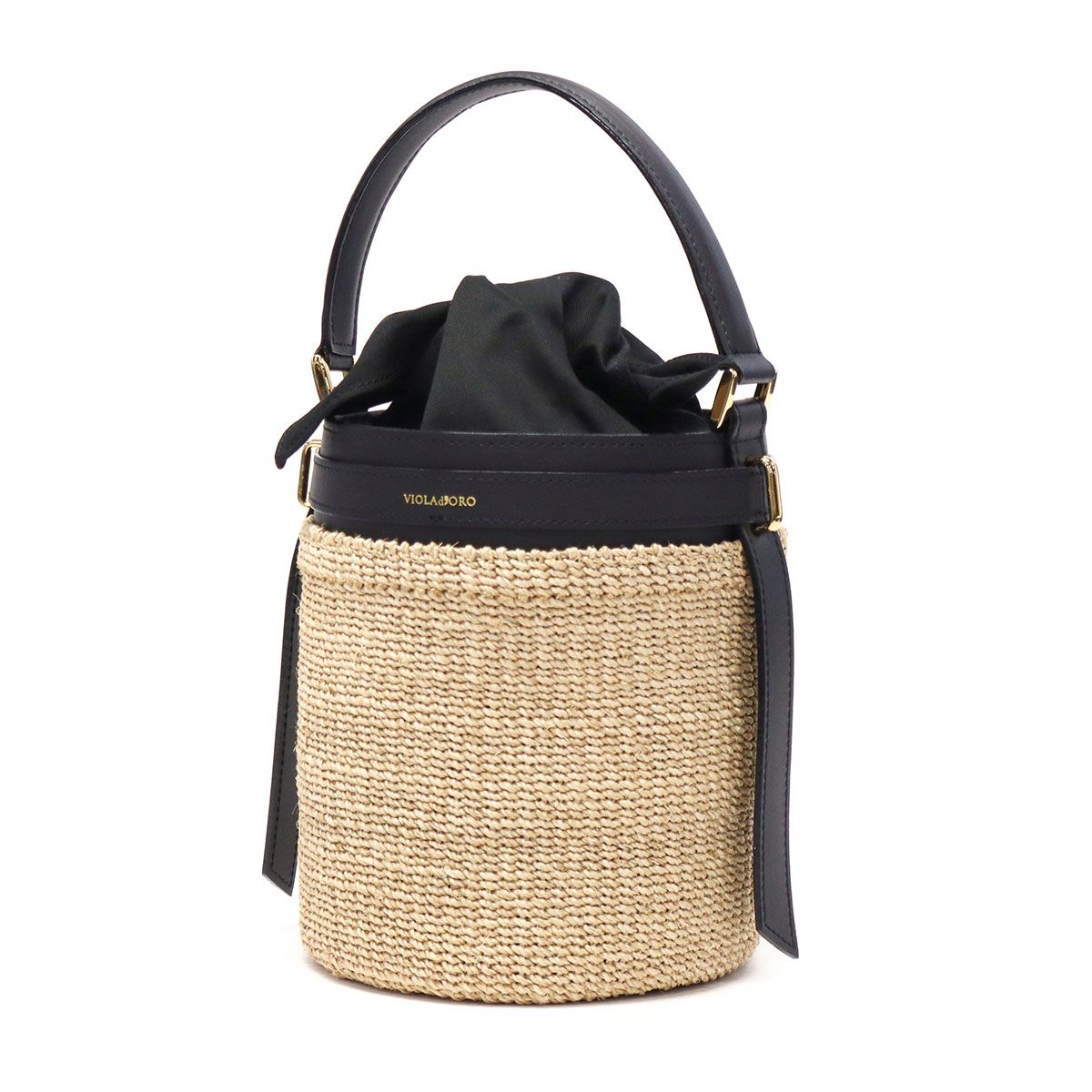 レザーコンビ バケットバッグ