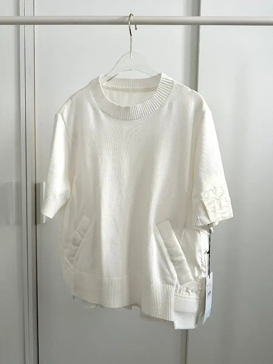 SACAI サカイ 25 ss レディース 半袖 ニット 白